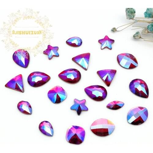 New New NewMixing Red AB shape and sizes Glass Crystal Flatback rhinestones DIY Clothing accessories and nails Free shipping