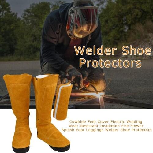 Cowhide Feet Cover Electric Welding Wear-Resistant Insulation Fire Flower Splash Foot Cover Leggings Welder Shoe Protectors