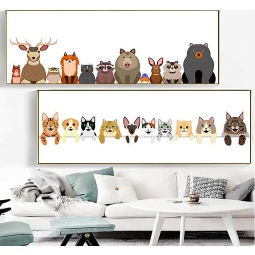 Art Print Poster Cute Cartoon Cat Panda Canvas Painting For Children Wall Decor Picture Nursery Wall Picture Home Decor Unframed