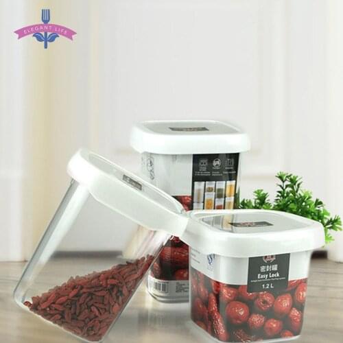 1.2L/1.5L/2L Plastic Food Storage Box ABS Sealed Crisper Grains Tank Snacks Storage Container Waterproof Easy Lock Cans