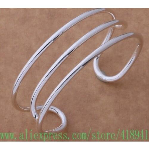 Silver Plated bangle bracelet, Silver Plated fashion jewelry three-wire arc /ebcamsja bceajtla AB130