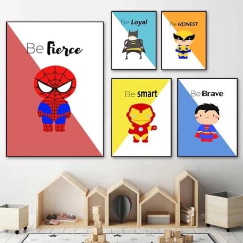 Marvel Superhero Cartoon Spider Man Avengers Canvas Painting Posters and Prints Wall Art Pictures for Kids Room Home Decoration