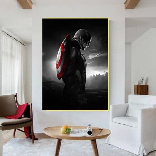 Captain America Canvas Posters Painting Marvel Action Movie Iron Man Superhero Characters Art Wall Kids Room Home Decor Gift Toy