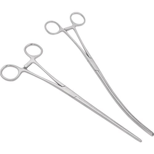 16.5cm/22cm/25cm Bowel Clamps Intestinal Forceps Straight Curved Veterinary Pet Surgical Instruments