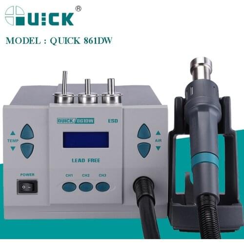 QUICK 861DW 1000W BGA Rework Station Hot Air Gun Intelligent Lead-Free Desoldering Station For SMD/SOIC/CHIP/PLCC/BAG Repair