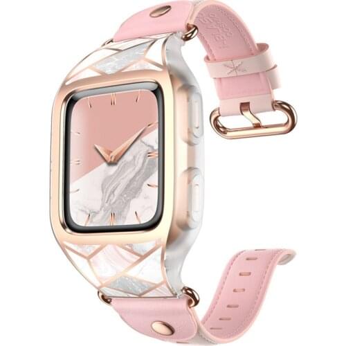 Band For Fitbit Versa I-BLASON Cosmo Stylish Sporty Protective Bumper Case Cover with Adjustable PU Leather Wristband
