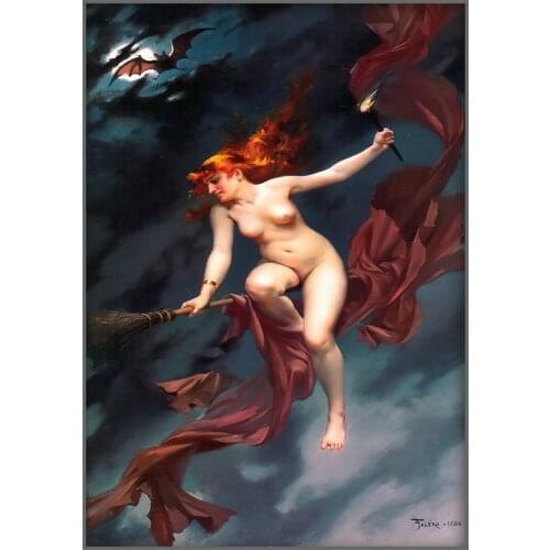 The Pole Star Reproduction Vintage Poster Luis Ricardo Falero Bautiful Woman Bright Star Universe Canvas Print Painting Wall Art