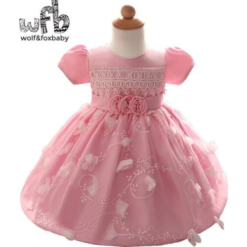 Retail 0-2 years short-sleeved flower net yarn dress wedding dress children summer