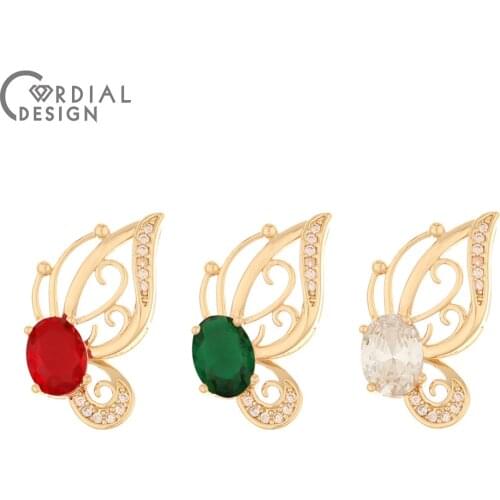 Cordial Design 50Pcs 12*23MM Jewelry Accessories/Hand Made/Pendant/Butterfly Shape/DIY Jewelry Making/Earring Findings/CZ Charms