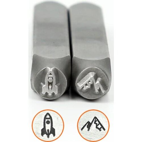 Rocket Ship/Mountains Design Stamp 6MM series,BateRpak DIY Bracelet/jewelry steel stamp,price for 1pcs