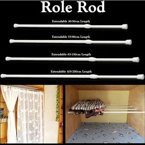 Curtain Rail Pole Rod Telescopic Tension High Carbon Steel Extendable For Bathroom