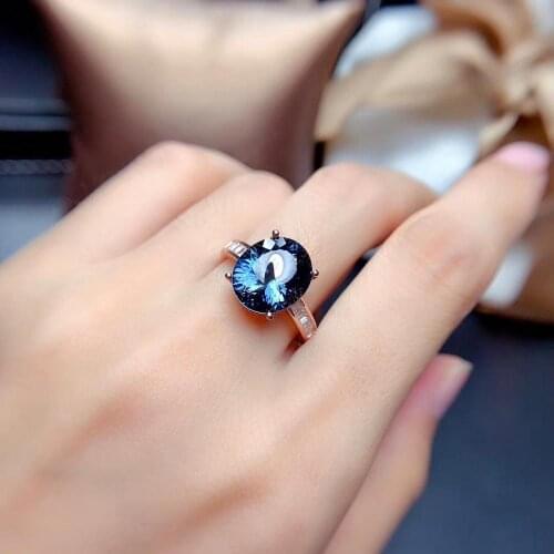 Natural And Real Blue Topaz ring 925 sterling silver Wholesales Fine jewelry 10*12mm gem