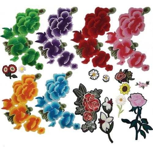 Rose flower embroidery styles are various applique sequin sewing DIY clothing craft supplies accessories 1 piece for sale