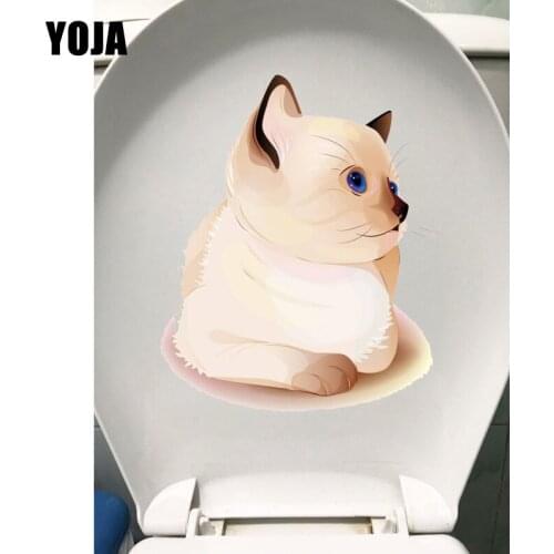 YOJA 17.9*22.1CM Siamese Kitten Cartoon Wall Decal Home Room Decor Toilet Stickers T1-0167