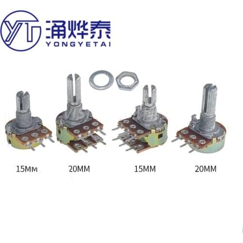 YYT 5PCS WH148 B10K single double potentiometer 15MM 20MM shaft length 1K2K5K20K50K100K250K500K