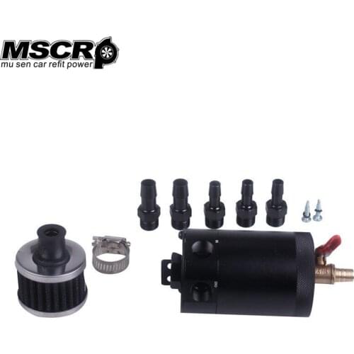 Billet Aluminum Baffled 3/8" NPT Inlet Outlet 2-Ports /3-Ports Oil Catch Can Tank with Breather Filter Engine Oil Separator