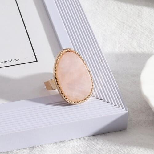 Fashion Pink Stone Rings Fashion geometric open Gold Color Brincos Pendientes Jewelry for Women
