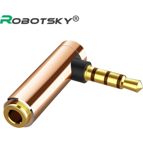 1PC 3.5mm Audio Connector 3.5 Jack Right Angle Female to 4Pole Male Audio Stereo Plug L Shape 90 Degree Headphone Converter