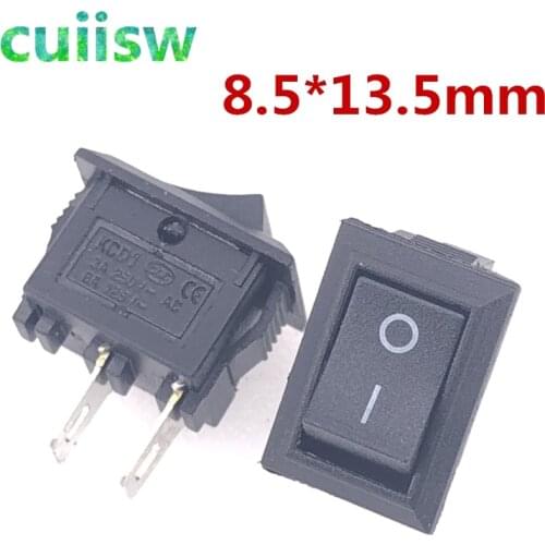 10pcs/lot Rocker switch 8.5*13.5MM black 2-PIN AC 250V 3A Black Plastic Connectors