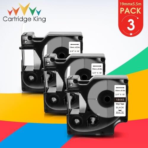 3PK Compatible for 18445 Dymo Rhino IND Vinyl Labels 19mm*5.5m Black on White Label Printer for Dymo Rhino 4200 5000 5200 6000