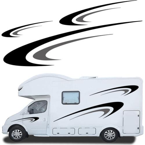 6PCS New Rv Stripe Decoration Body Stickers Scratches Stickers Personality Modified Vinyl Decals for Camper RV Trailer Door Pa