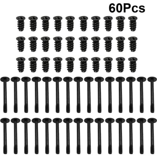 60pcs Case Fan Screw Flat Head Tapping Screw Set Case Screws Set Supplies (30pcs Long Screws + 30pcs Short Screws Black)