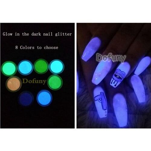 8boxes Phosphor Powder pigment Nail Glitter Fluorescent Powder Glow in Dark Nail glitter Luminous Powder DIY Nail Art
