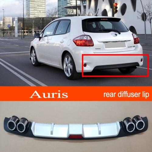 Auris 09-12 ABS Plastic Silver / Black Car Rear Bumper Rear Diffuser Spoiler Lip for TOYOTA Auris 2009 2010 2011 2012 Hatchback