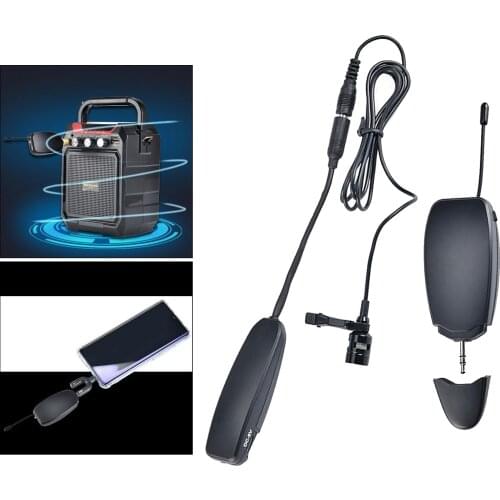 UHF Wireless Microphone System Rechargeable Headset Mic/Lavalier Lapel Mic, Transmitter and Receiver, for Stage and Recording