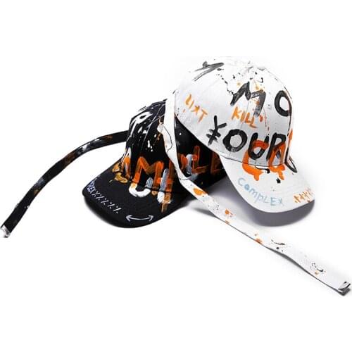 Fashion letters graffiti baseball Cap casual men women black long belt GD curved skull cap personality Snapback Bone hats
