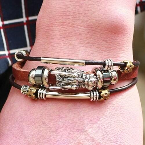 CIBOCIBO Vintage leather bracelet Men Simple Wristband Bracelet Men Braided Multilayer bracelets Pulsera Hombre Gifts for Men