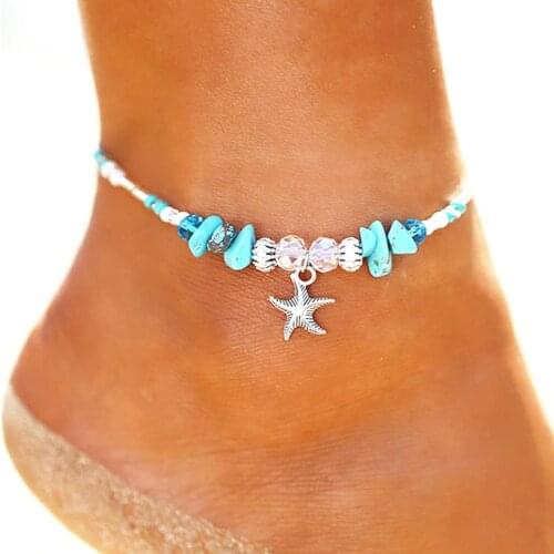 Bohemian Vintage Shell Beads Starfish Sea Turtle Anklets New Multi Layer Anklet Leg Bracelet Handmade Jewelry For Women
