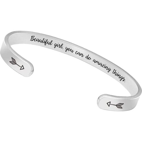 Bracelets for Women Inspirational Gifts for Women Girls Motivational Birthday Cuff Bangle Friendship Personalized Mantra Jewelry