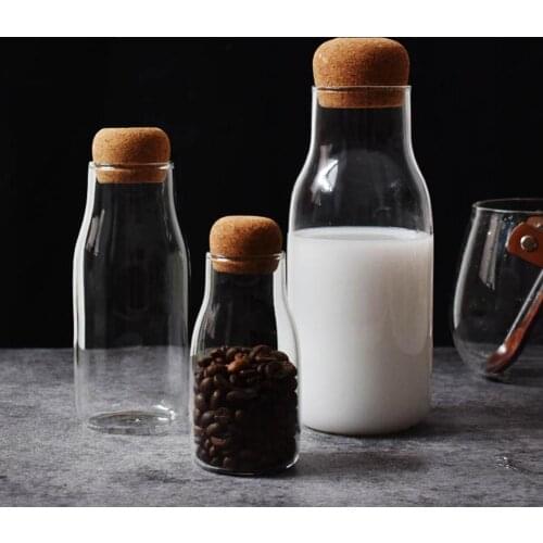 150/300/700ml Storage Bottle Spices Sugar Tea Coffee Cork Stopper Glass Jar Can Kitchen Organizer Glass Seasoning Bottles