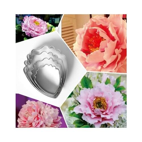 Flower Petal Mold For Peony Flower Decoration Stainess Steel Cutter Set Wedding Fondant Cake Sugarcraft Tool Bakeware H584
