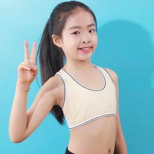 Children Training Bras girl teens Underwear Solid Color Sport Young 10-16Years Racerback Training Crop Detachable summer 1piece