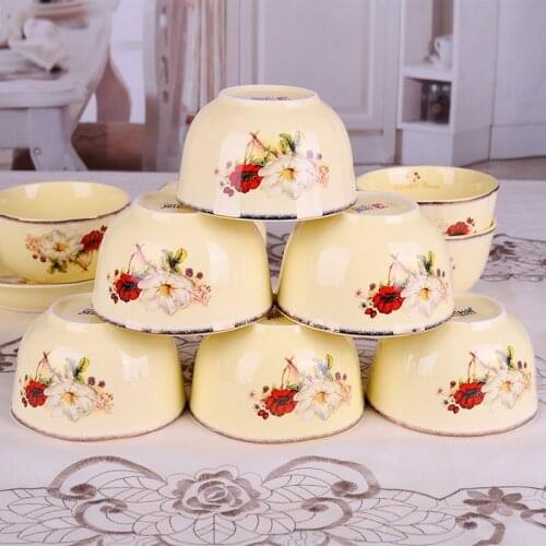 European Bowl Flower Ceramic Vintage Porcelain Breakfast Bowl Rice Palace Kitchen Household 5 Inches Vajilla Tableware ED50TW