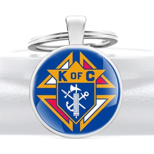 Classic Blue Knights Of Columbus Glass Dome Metal Key Chain