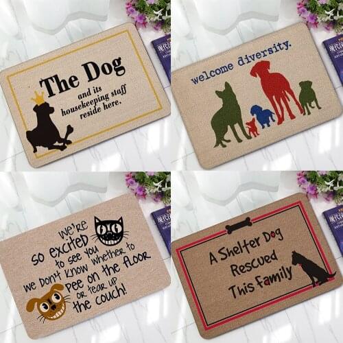 Cat Dog Pet Front Door Mat Cartoon Animal Doormat for Entrance Door Bathroom Welcome Door Mat Kitchen Rubber Doormats Floor Mats