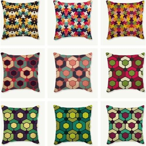 Colorful Geometry Cushion Cover For Sofa Home Decor Car Decorative Cushion Throw Pillow Case Square Pillowcase Linen Cushion