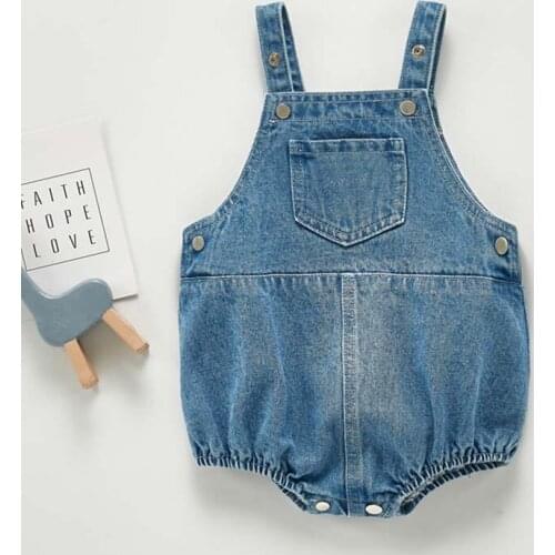 Summer Baby Boys Girls Clothing Sleeveless Baby Denim Bodysuits Kids Jumpsuit New Baby Denim Overalls