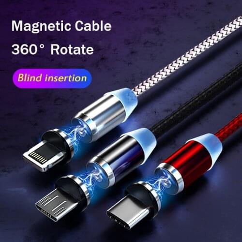Magnetic USB Cable LED Micro USB Type C Magnetic Charging Charger Cable For iPhone X 7 8 XS Max XR Huawei Samsung Xiaomi