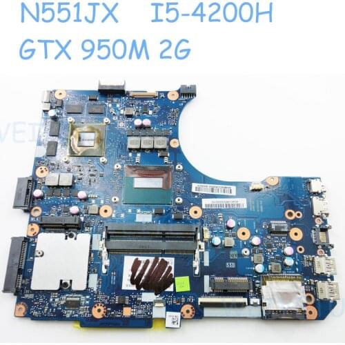N551JX Motherboard MB._OM/I5-4200H/AS GTX 950M 2G For ASUS N551JX N551JW N551JB N551JQ Laptop Mainboard 90NB08C0-R00030