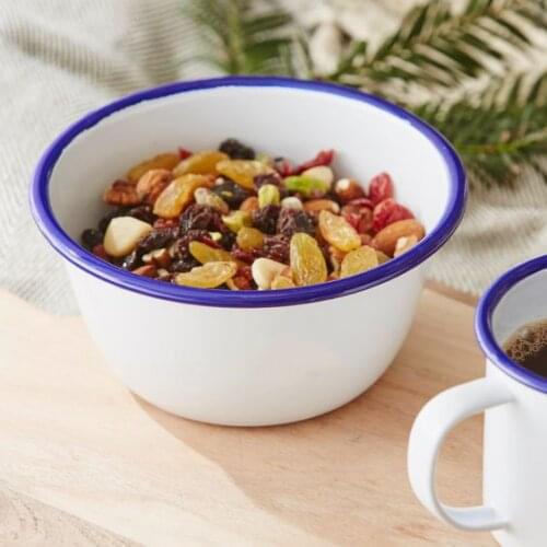 Salad Bowl Fruit Noodle Rice Snack Bowl Durable Vintage Enamel Multifunctional Soup Plate Food Containers for Kitchen Tableware
