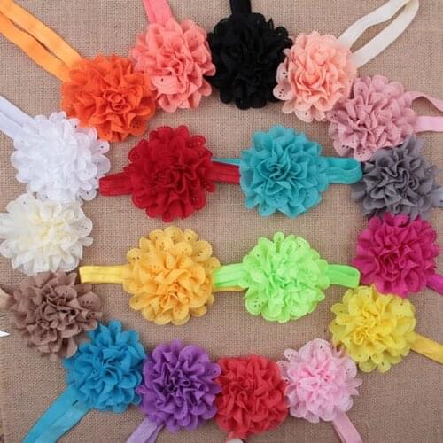 6pcs/lot Fashion Baby Girls Mesh Flower Headband Solid Color Elastic Hairband Toddler Accessories Infant Photography Headwear