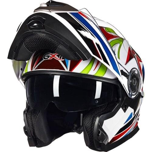 GXT Motorcycle Open Face Helmet Double Lens Full Cover Personality Cool Locomotive Four Seasons Anti-fog Full Face Helmet