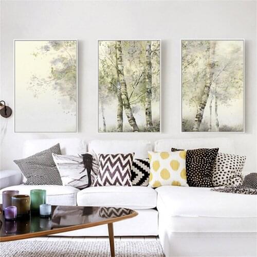Tree Plant Scandinavian Poster Nordic Style Canvas Wall Art Print Minimalist Painting Decorative Picture Forest Home Decoration