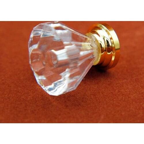 New 10pcs Transparent Acrylic Cabinet Wardrobe Handle Knob Dia 25mm Golden Base Closet Drawer Dresser Door Pulls Handle