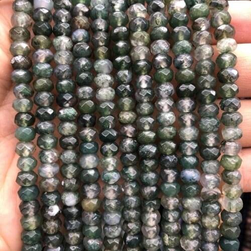 Wholesale A Quality Moss Agat e Beads,4x6mm 5x8mm Faceted Roundel Spacer Gem Stone Loose Beads for jewelry 15.5"/string