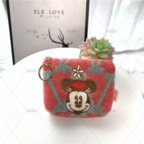 Mickey Mouse Plush Purse Disney Kawaii Coin Purse Mickey Anime Key Coin Card Storage Bag Minnie Anime Plush Girls Lipstick Purse
